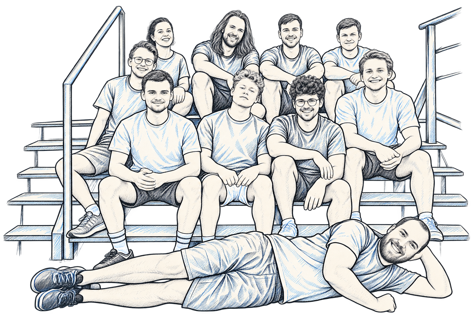 Gezeichnetes Kern-AI-Team nach dem Gruppenfoto von 2023